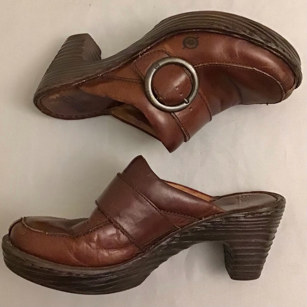 Born 7 Clogs Women’s Comfort Shoes Brown Distressed Leather Boho Platform - Picture 10 of 13